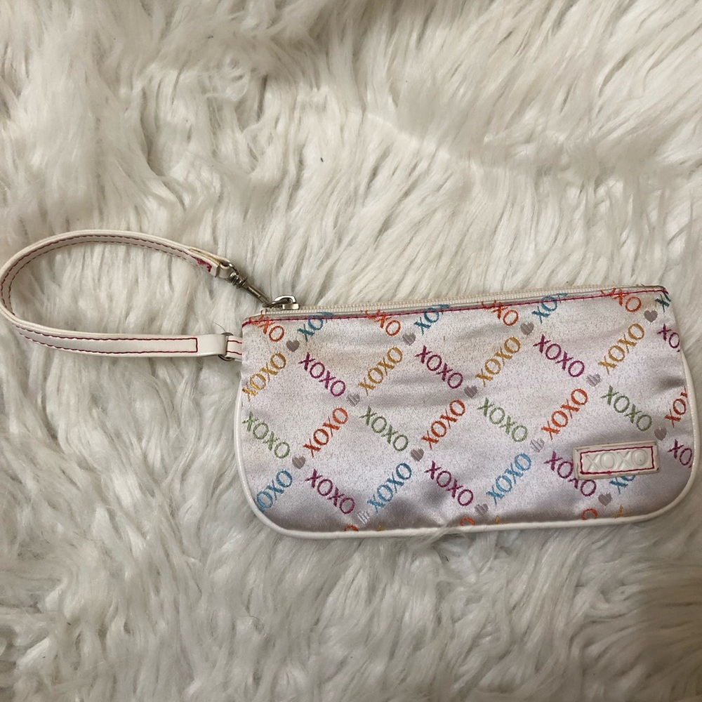 Y2K XOXO White Wristlet with Multicolor Logo Print